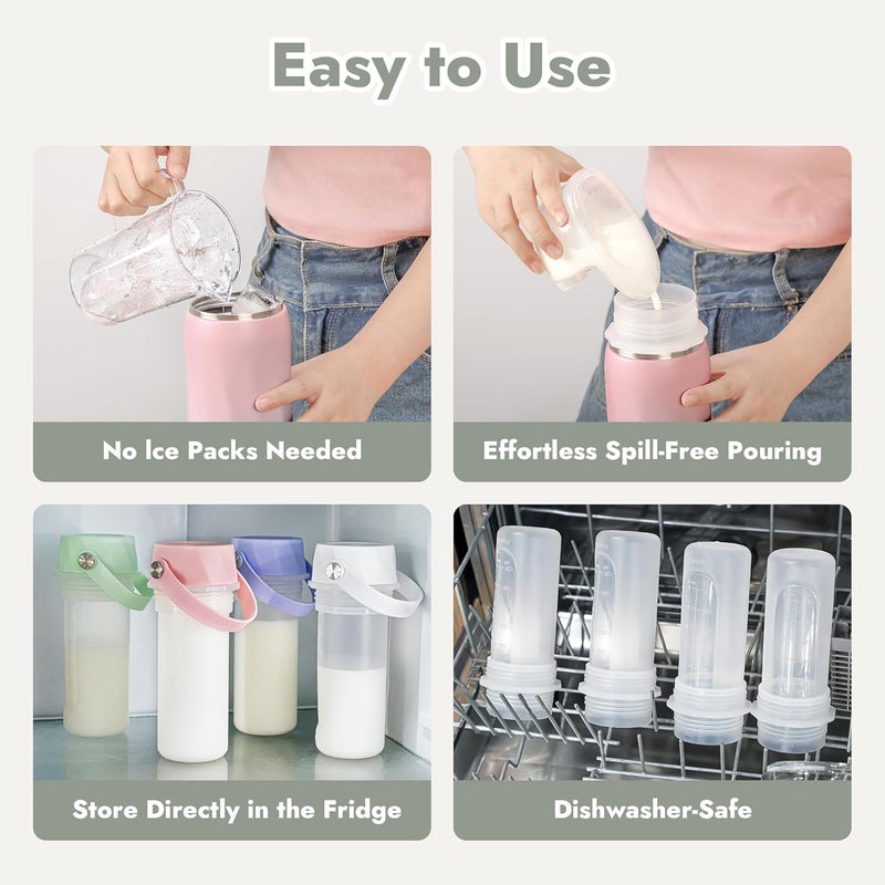 HEYTRIP Breastmilk Cooler Bottle, 20oz Portable Breast Milk Chiller Storage, Stainless Steel Reusable Breastfeeding Essentials for Baby, 36+ Hours Cooling For Travel & Outdoor, TSA Approved, Green - Image 5